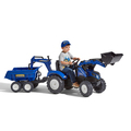 Traktorgrävare New Holland m/släp Blå Falk